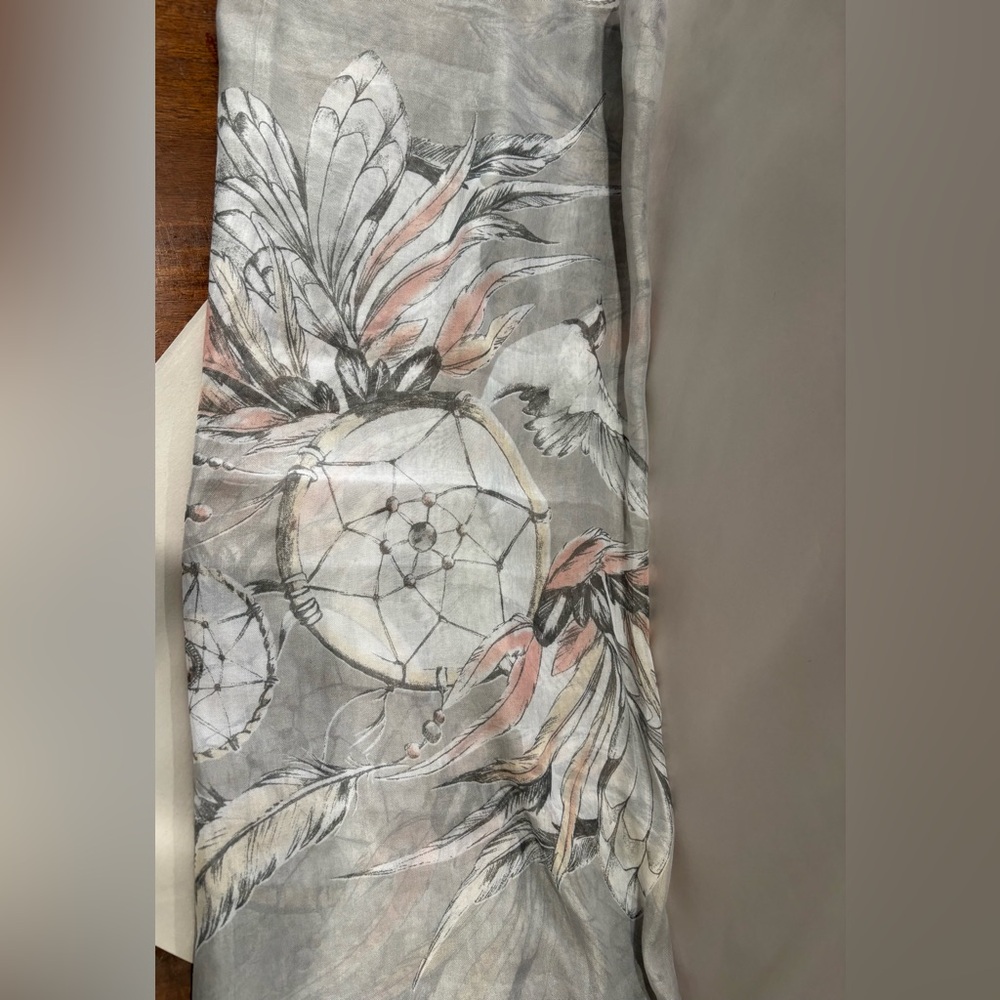 Boho Dreamcatcher Feather Bird Print‎ Oblong Scarf